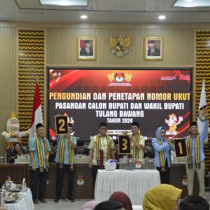 KPUD Tulang Bawang Lakukan Pengundian nomor Urut Paslon