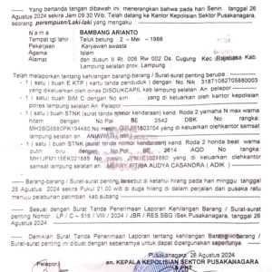 Kehilangan Dompet dan Surat Berharga Atas Nama Aniawati di Sekitaran Pusaka Ratu-Pelabuhan Patimban