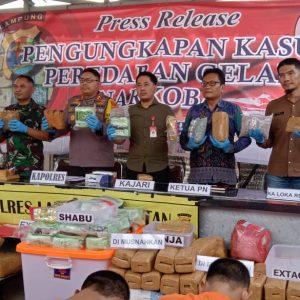 201 Butir Extacy, 34,60 Kg Ganja, dan 2,71 Kg Sabu, Berhasil Diamankan Polres Lamsel Dalam Satu Bulan Terakhir