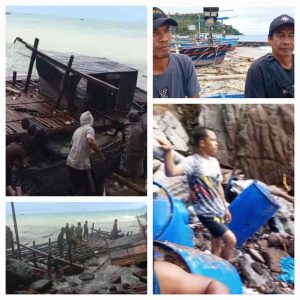Amuk Badai, 6 Bagan Apung Nelayan Desa Bakauheni dan Desa Kelawi Hancur Berkeping Keping