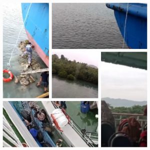 Kapal KMP Jagantara Kandas di Batu Karang Periaran Pulau Kandang Lunik Bakauheni