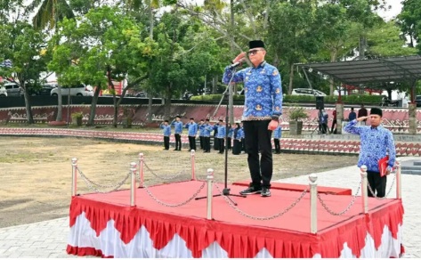 Jadi Pembina Upacara Bendera Bulanan, Kadis Kominfo Lamsel Sampaikan Amanat Bupati