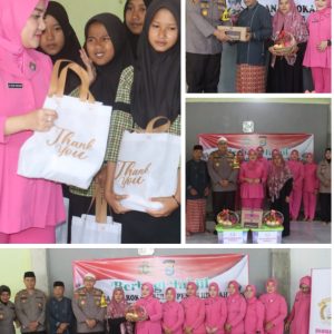 Polres Lampung Selatan dan Bhayangkari Bagikan Takjil Gratis untuk Santri di Bulan Ramadan