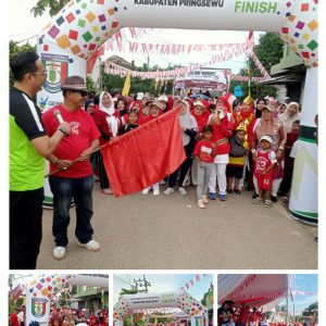 Jalan sehat Pekon Podosari Di Lepas Bapak Camat Christianto SH.M.H