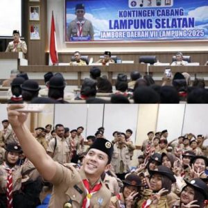 Bupati Radityo Egi Pratama Lepas Kontingen Kwarcab Lamsel Ikuti Jamda Pramuka Kwarda Lampung Tahun 2025
