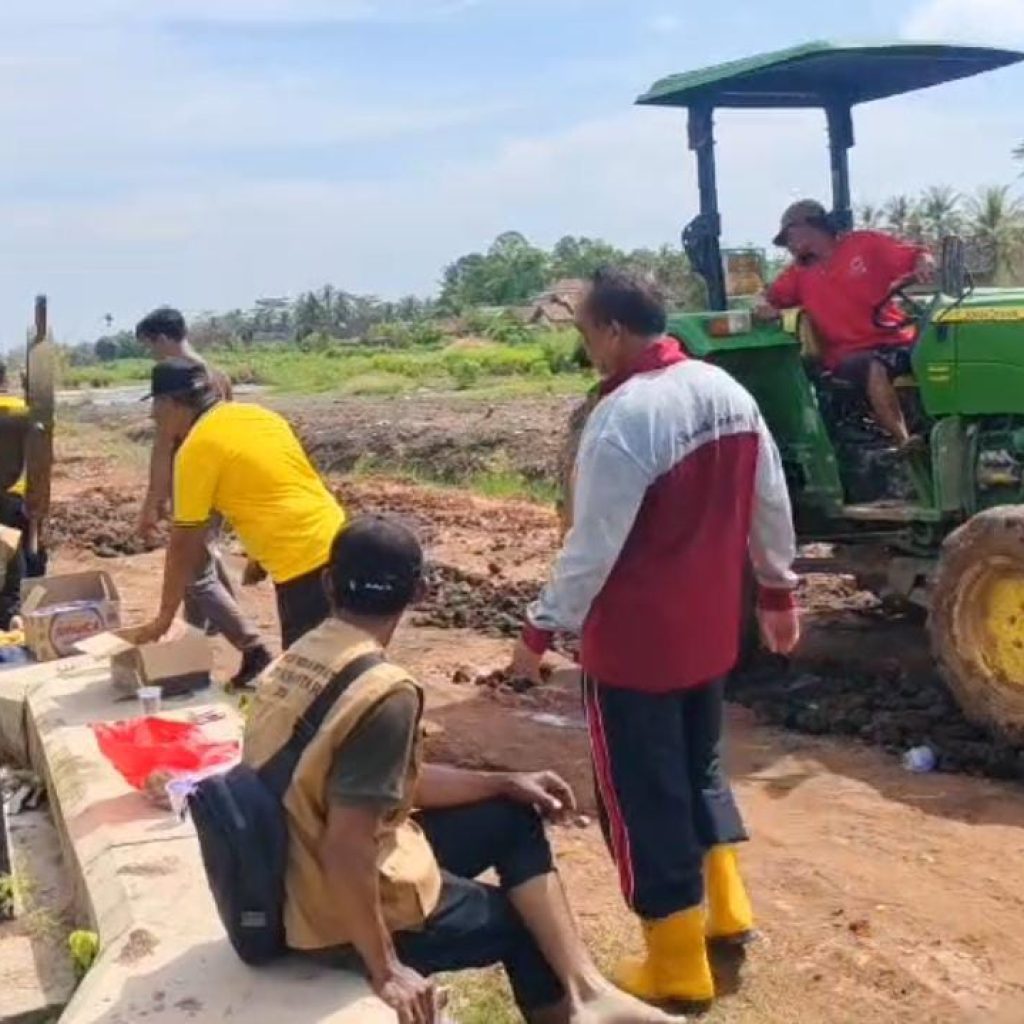 Gotong – Royong Warga Empat Kampung di Rawa Jitu Selatan Perbaiki Jalan Poros, Dorong Harga Gabah Melampaui HPP