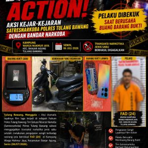Aksi Kejar-Kejaran Satresnarkoba Polres Tulang Bawang Dengan Bandar Narkoba, Pelaku Di bekuk Saat Berusaha Buang Barang Bukti